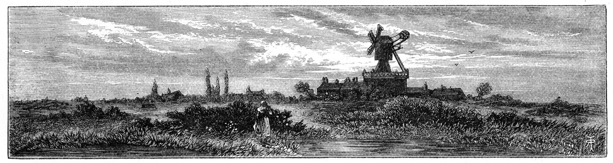 Moinho de vento em Wimbledon Common, 1880 de Robert Taylor Pritchett