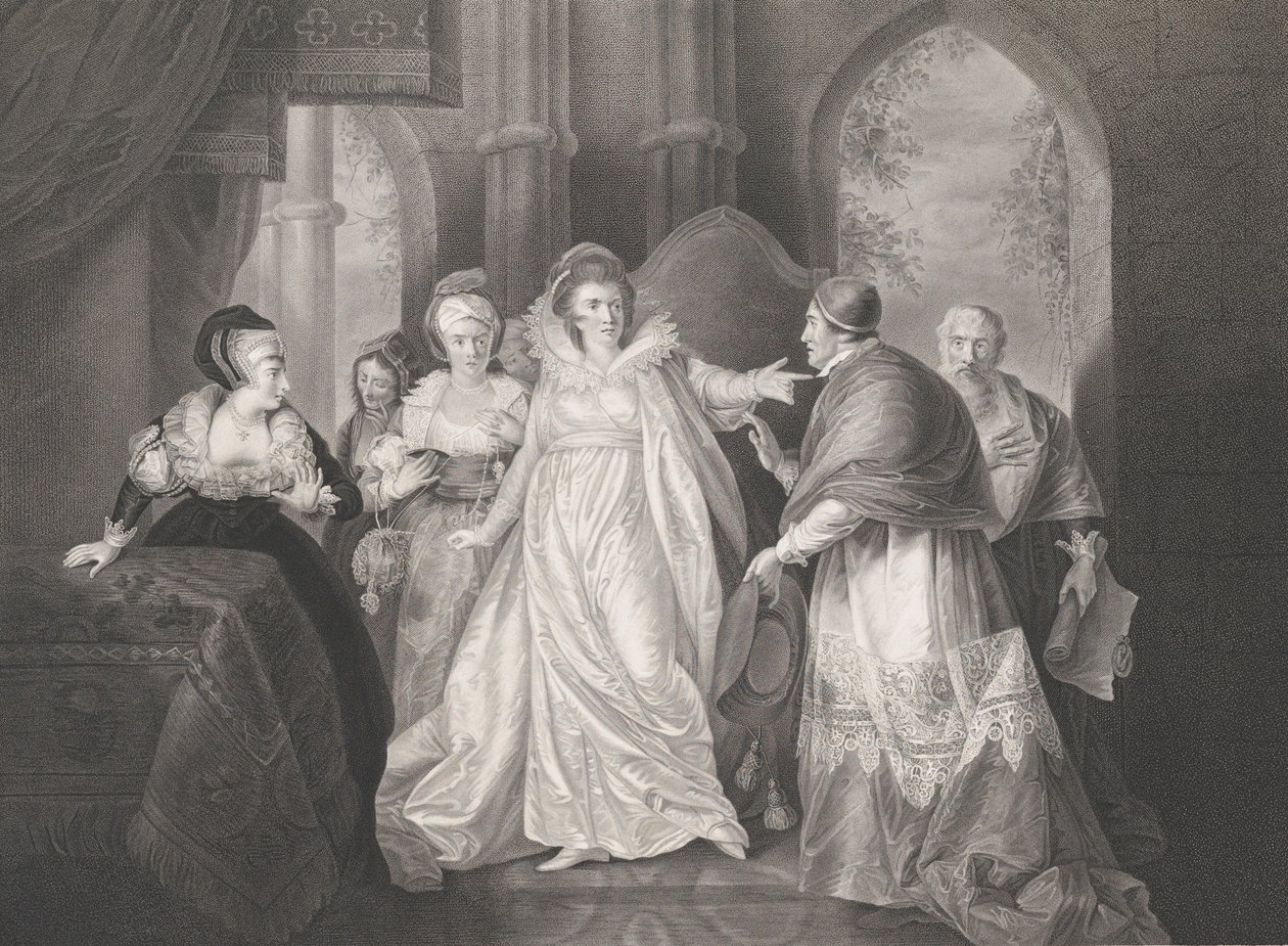 Rainha Catarina, Cardeal Wolsey e Cardeal Campeius Sha..., publicado pela primeira vez em 1796, reeditado em 1852. de Robert Thew