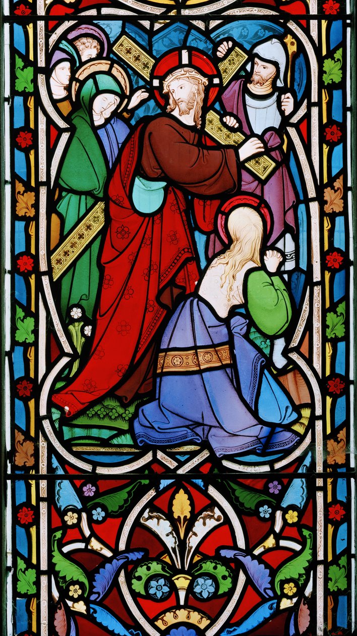 Cristo carregando a cruz e Maria Madalena, c.1865 (vitral) de Robert Turnill Bayne