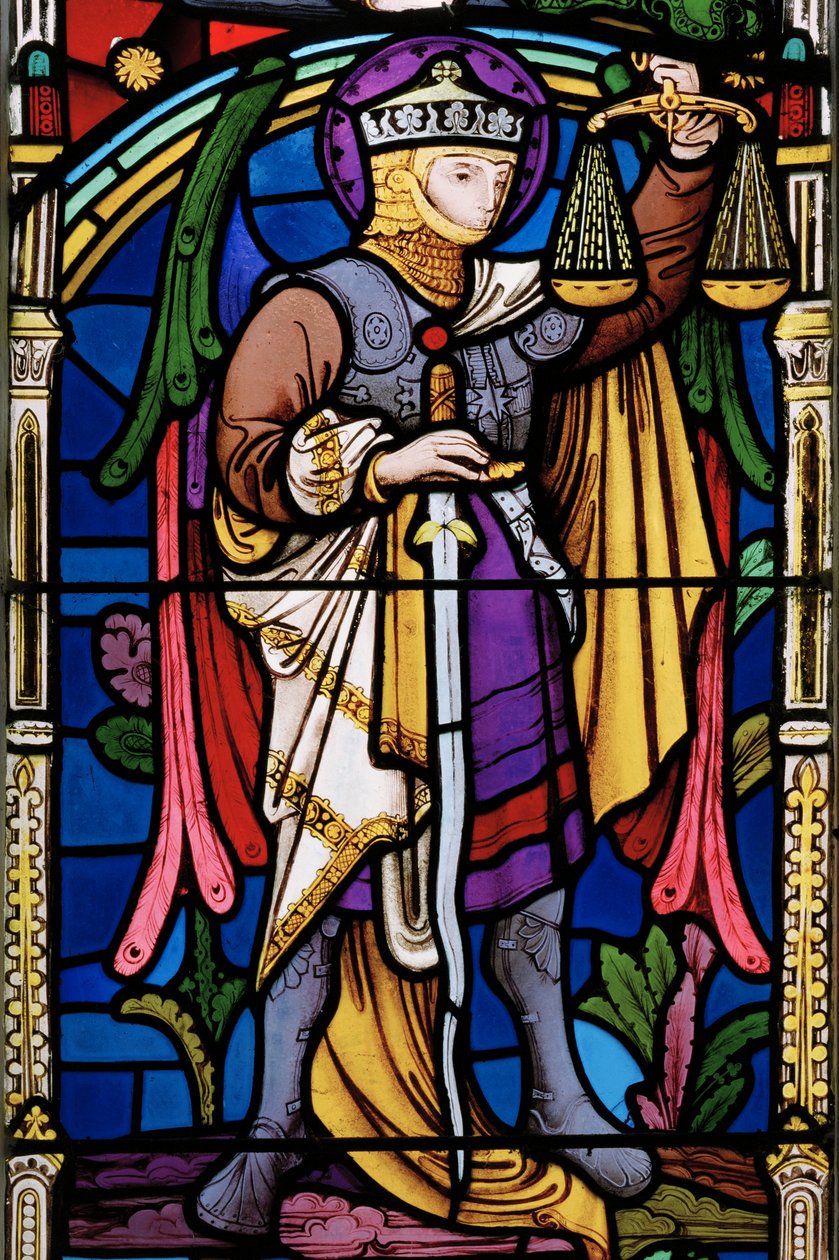 O Juízo Final, detalhe, The Weigher of Souls, 1863 (vitral) de Robert Turnill Bayne
