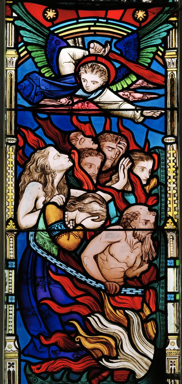 O Juízo Final, detalhe, Ye Damned, 1863 (vitral) de Robert Turnill Bayne