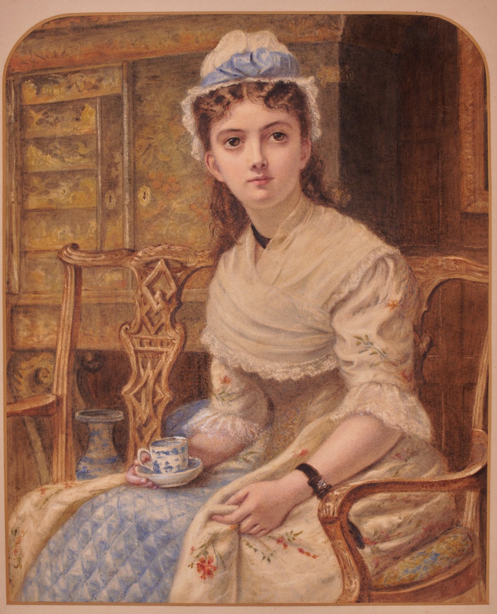Jovem em vestido pseudo do século XVIII de Robert W. Little