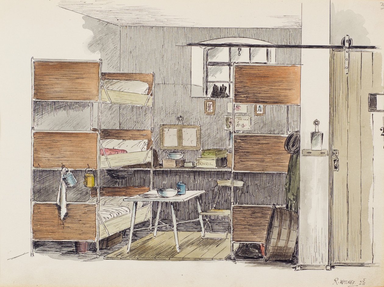 The Artists Horse Box, 2.5., 1915 (caneta e tinta com wc no papel) de Robert Walker