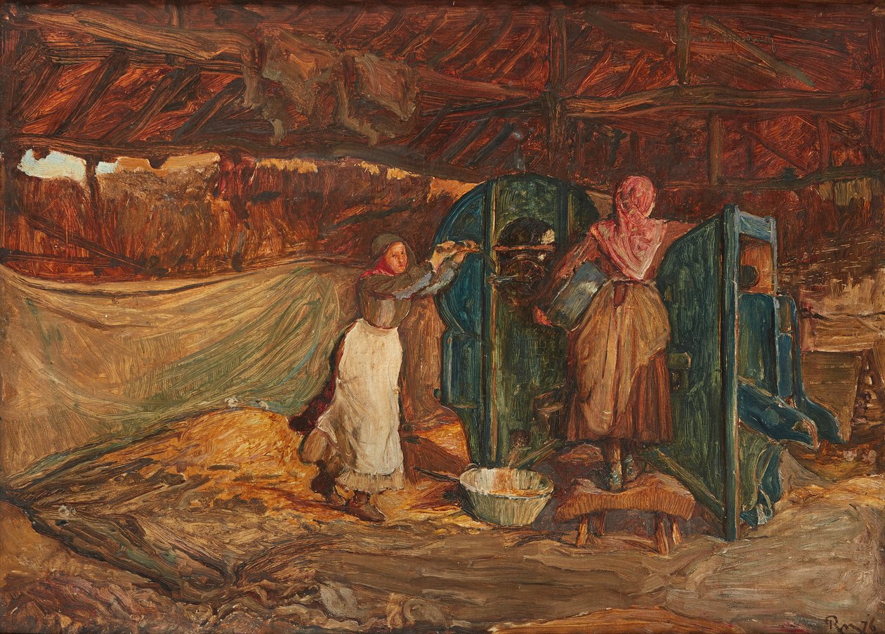 Moagem do grão (óleo sobre tela) de Robert Walker Macbeth