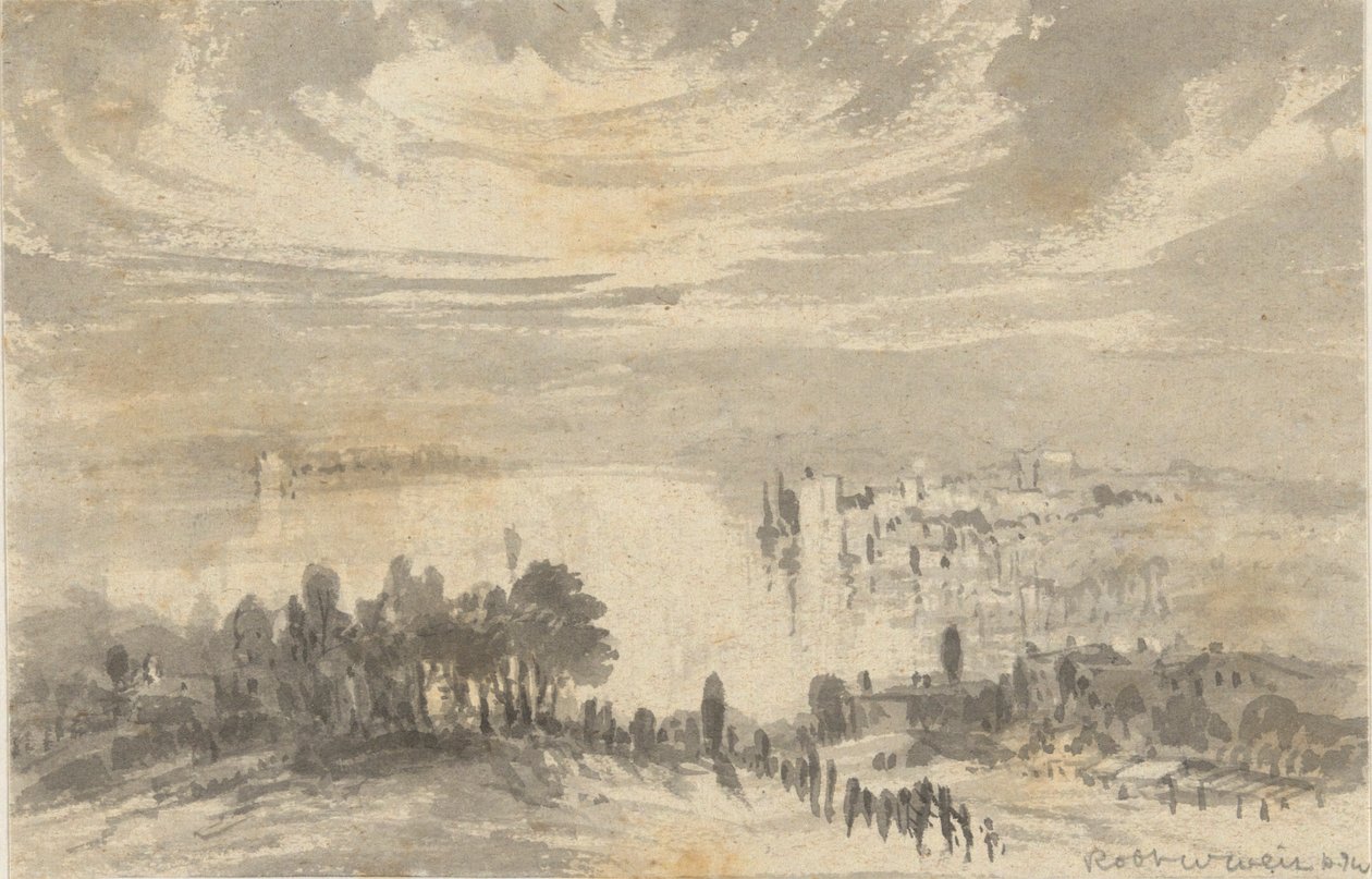 Paisagem - Cidade sobre uma baía de Robert Walter Weir