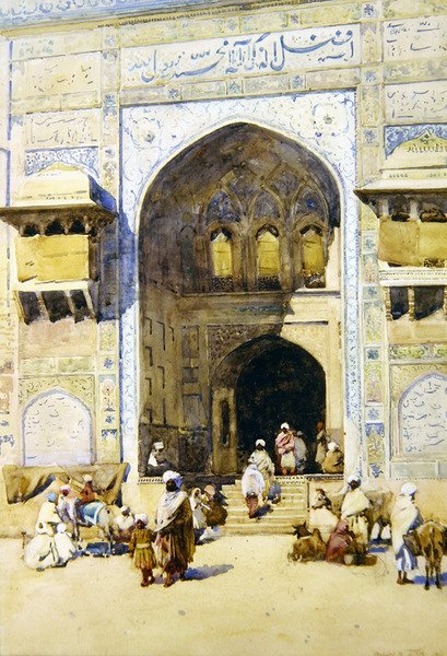 Em Lahore, c.1890 (aguarela sobre papel) de Robert Weir Allan