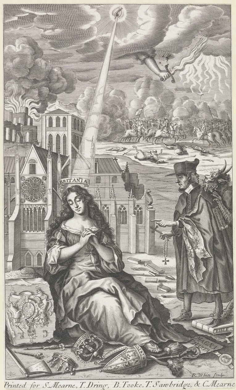 Britannia chora pelo estado do país, 1682 de Robert White