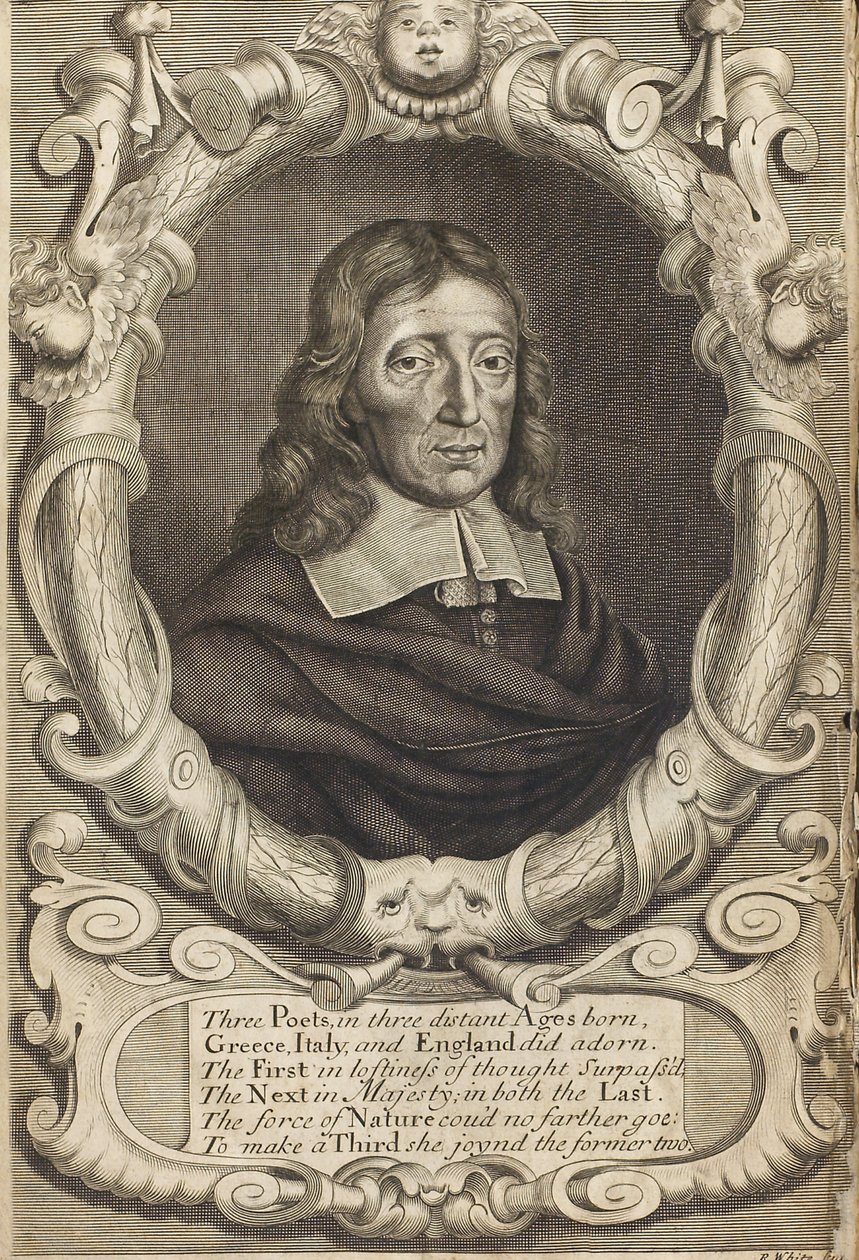 Retrato de John Milton 1608-1674. Frontispício do Paraíso Perdido, 1688. de Robert White