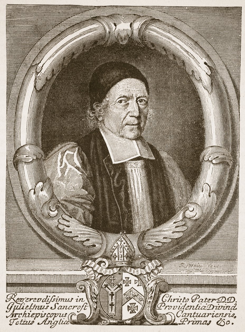 William Sancroft, Arcebispo de Canterbury, ilustração de "A Igreja da Inglaterra: Uma História para o Povo" de HDM Spence-Jones, pub. c.1910 (foto sépia) de Robert White