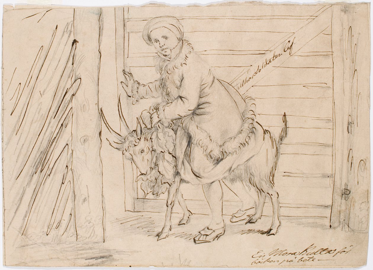 "Uma bola de Mora para o macho no pasto", nainen ratsastamassa pukilla de Robert Wilhelm Ekman