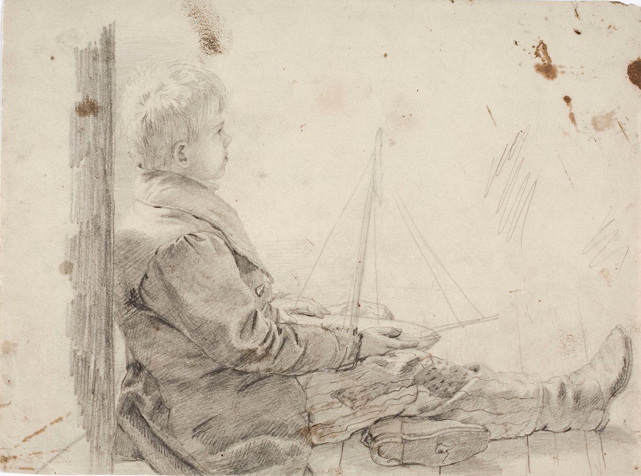 Rapaz sentado com um barco à vela ao colo de Robert Wilhelm Ekman