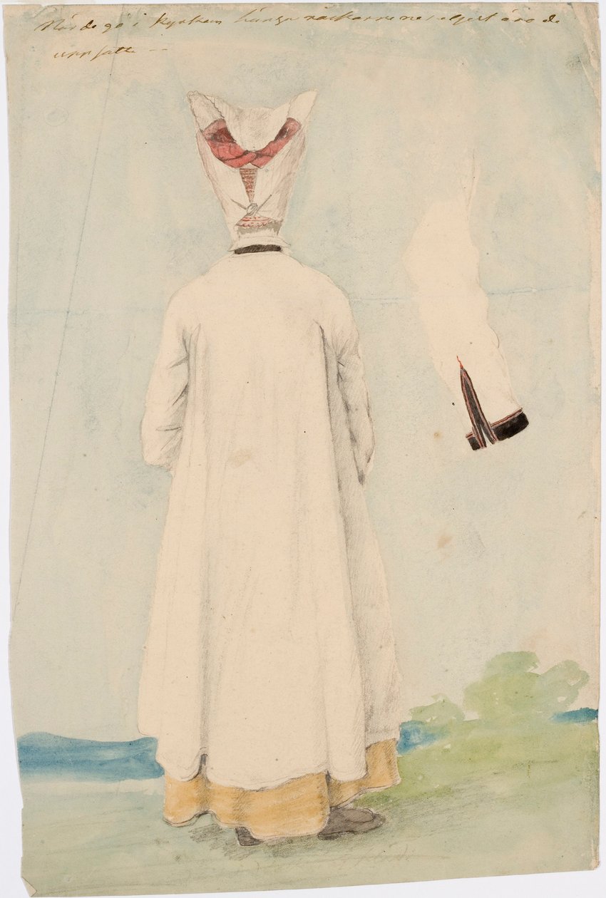 Mulher em traje nacional de costas de Robert Wilhelm Ekman