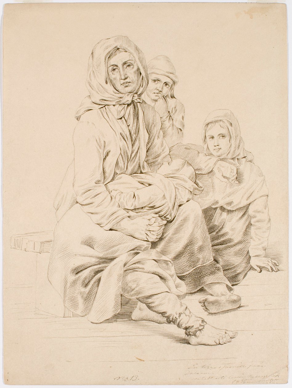 Uma família de mendigos de Taala, uma mulher com três filhos de Robert Wilhelm Ekman