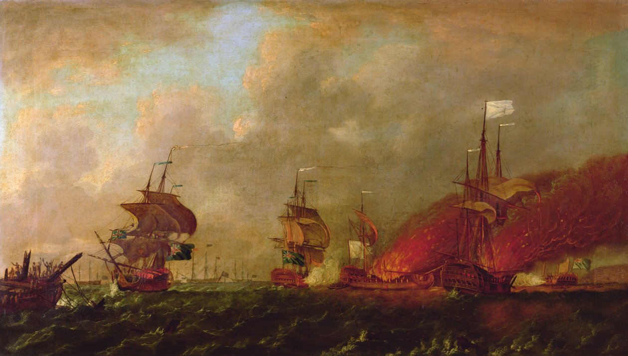Lorde Howe e o conde d&39;Estaing de Rhode Island, 9 de agosto de 1778 de Robert Wilkins