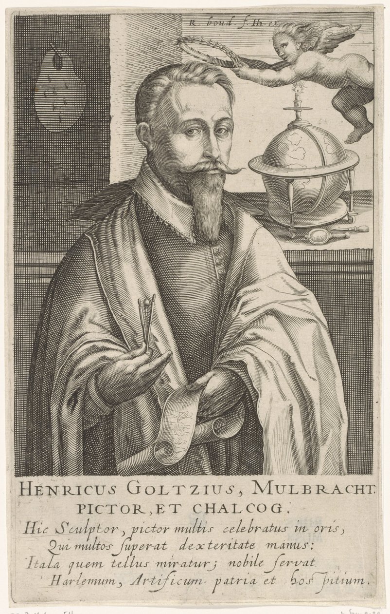 Retrato de Hendrik Goltzius, c.1610 (gravura) de Robert Willemsz de Baudous