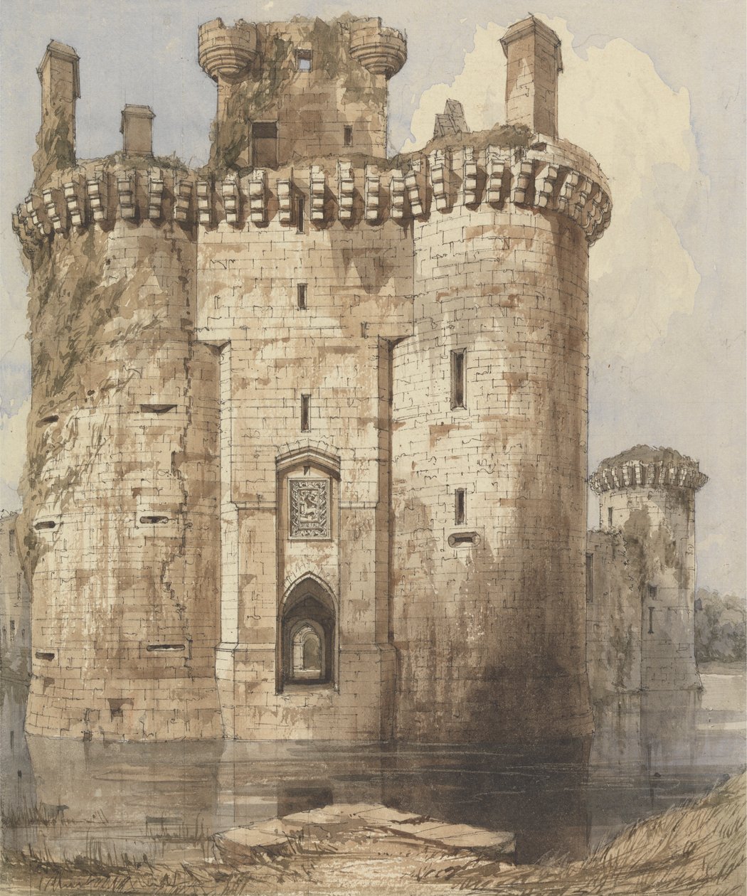 Porta de Entrada do Castelo Caerlaverock e Torres de Flanqueamento de Robert William Billings