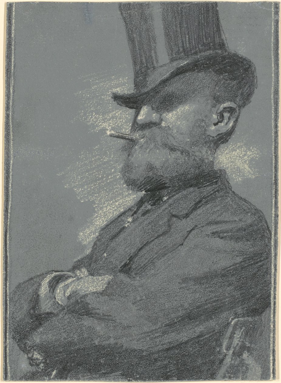 Homem de cartola, fumando um charuto de Robert William Vonnoh