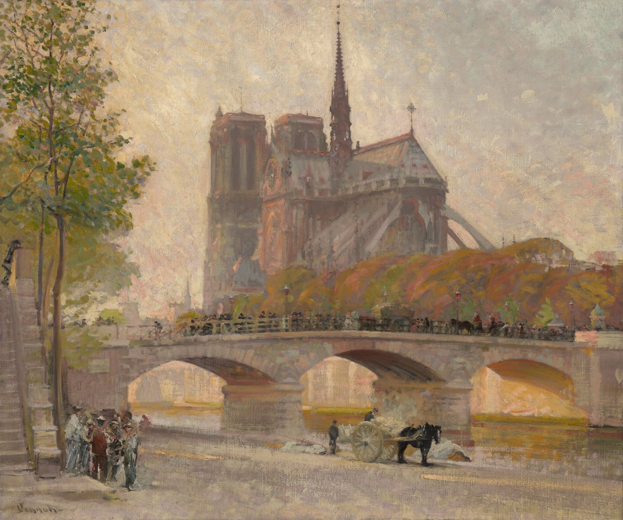Notre Dame de Paris, c.1890 (óleo sobre tela) de Robert William Vonnoh