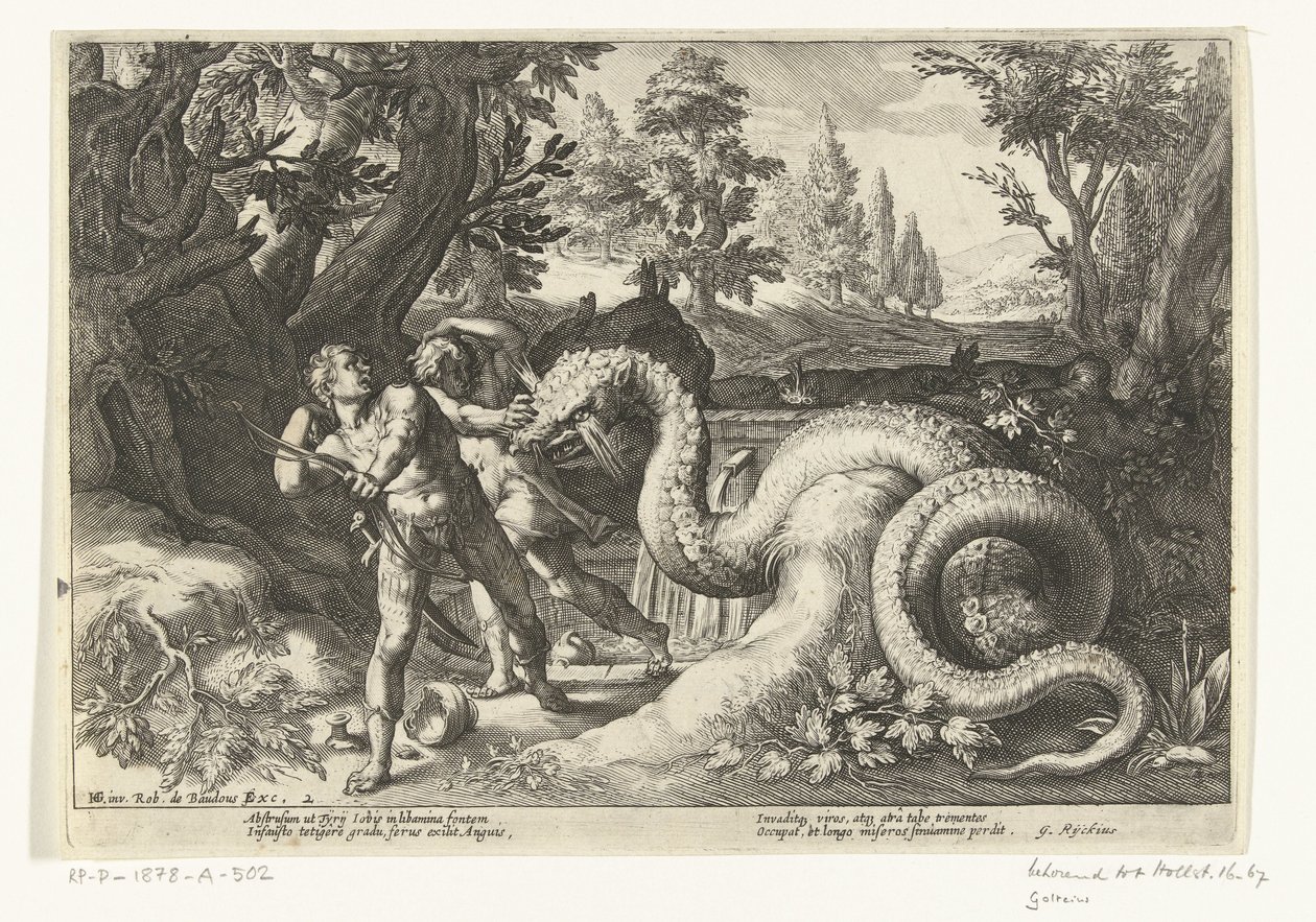 Companheiros de Cadmus devorados por um dragão Metamorfoses de Ovídio (título da série) de Robert de Baudous