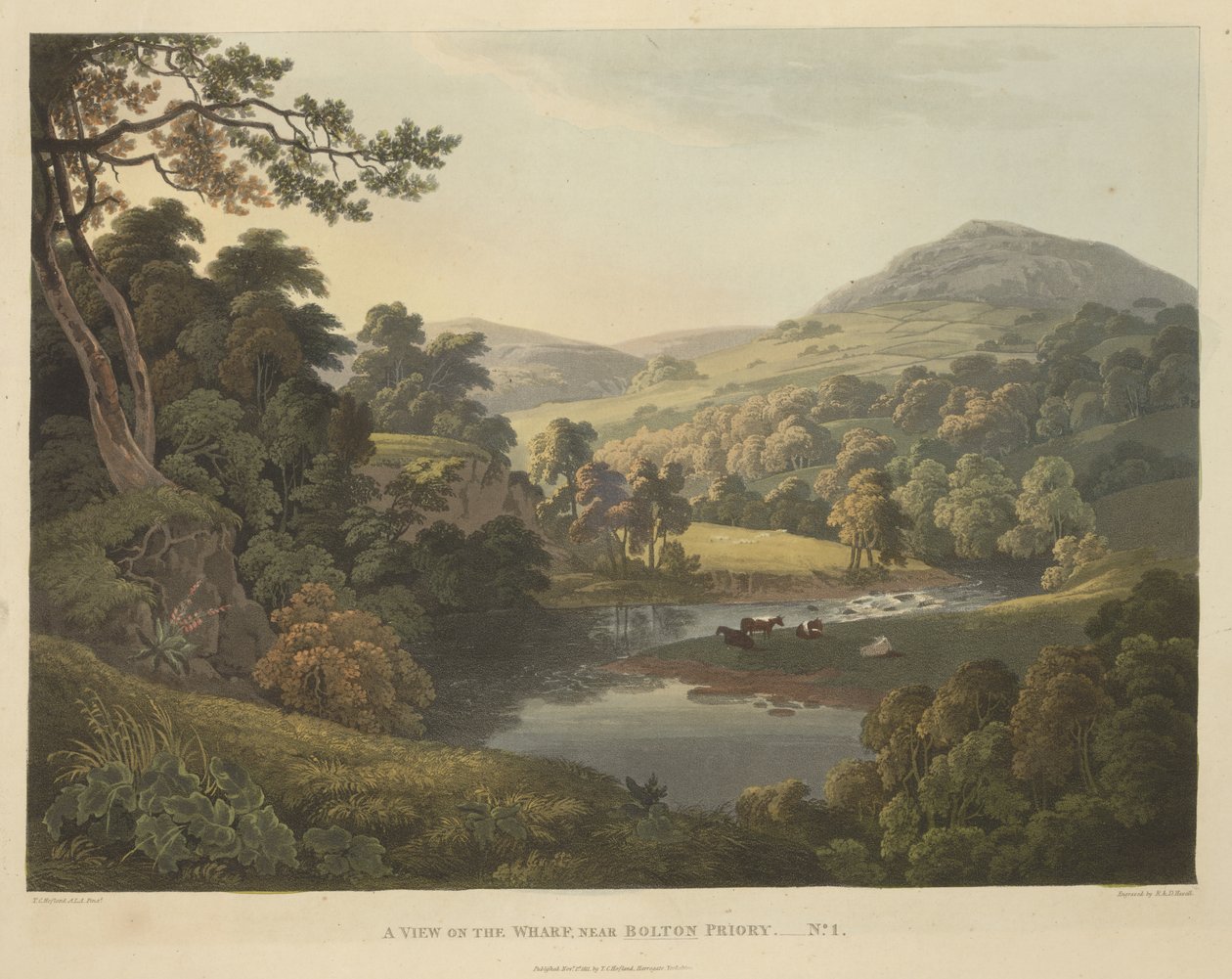 Uma vista no cais, perto de Bolton Priory de Robert the Elder Havell