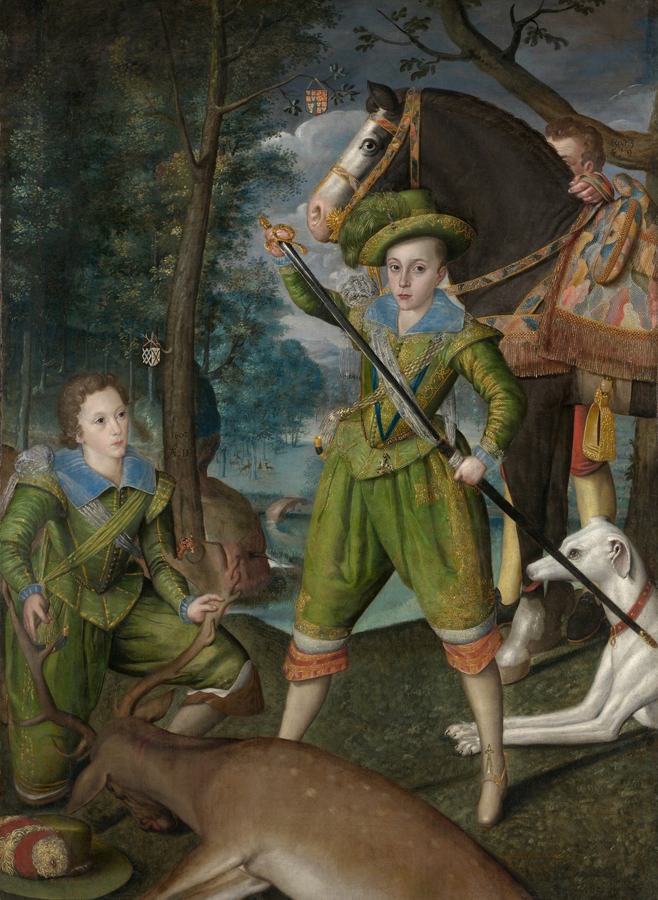 Henry Frederick, Príncipe de Gales, com Sir John Harington no Campo de Caça de Robert the Elder Peake