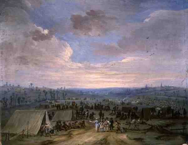 Um Acampamento de Cavalaria (óleo sobre painel) de Robert van den Hoecke