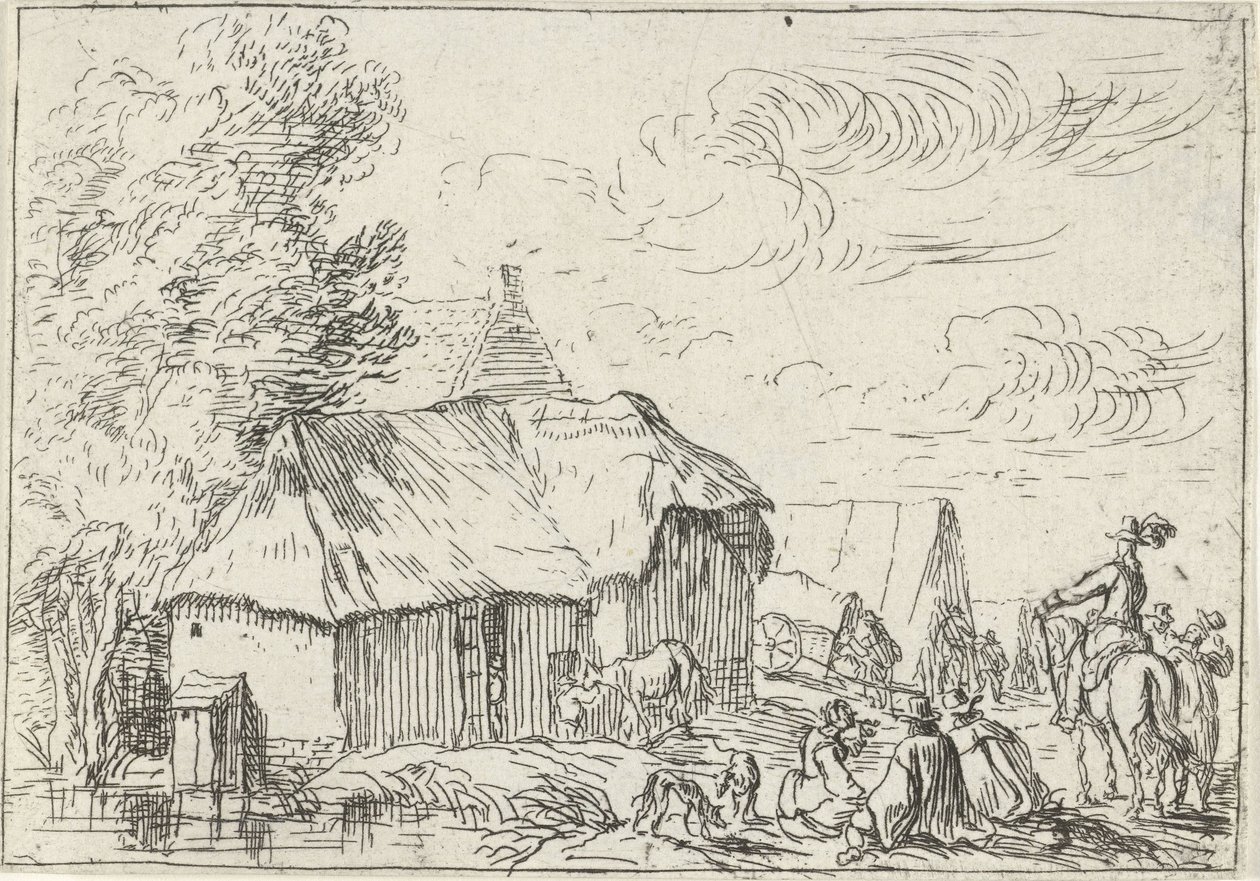 Acampamento em uma vila Paisagens com acampamentos (título da série) de Robert van den Hoecke