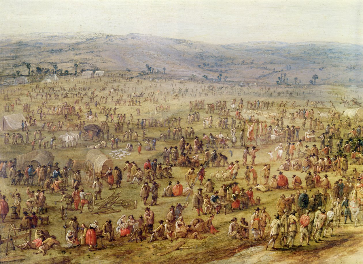 Acampamento Militar (óleo sobre cobre) (detalhe de 341904) de Robert van den Hoecke