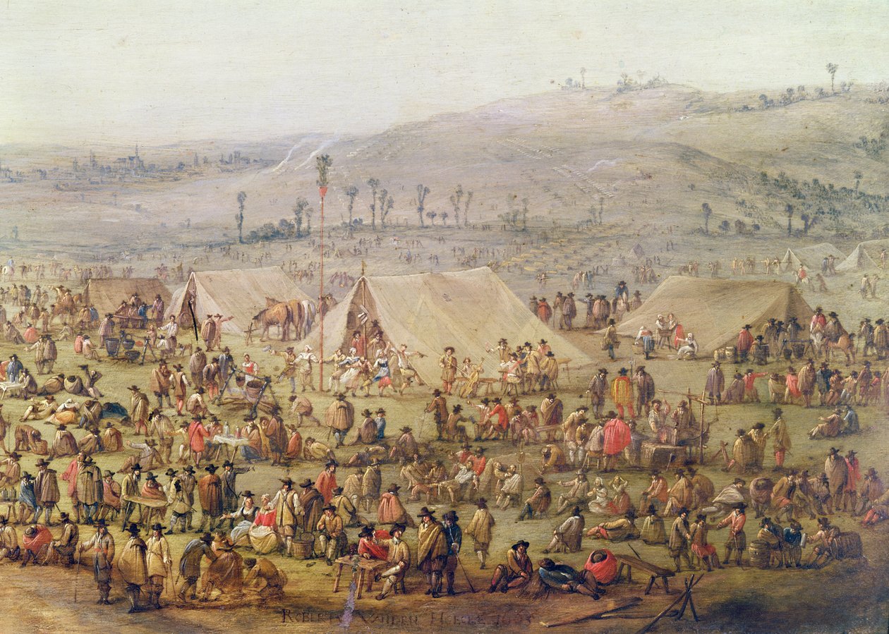 Acampamento Militar (óleo sobre cobre) (detalhe de 341904) de Robert van den Hoecke