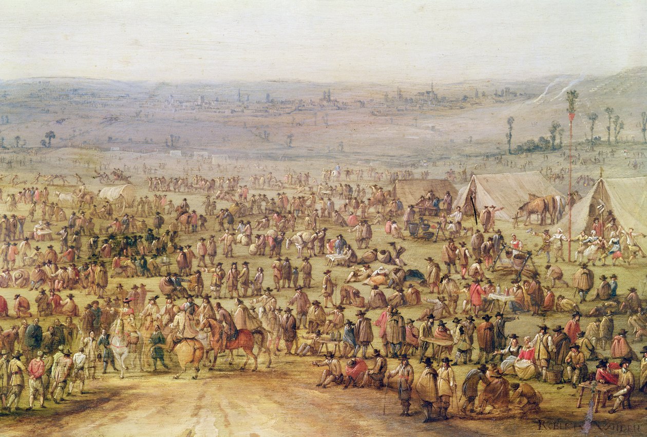 Acampamento Militar (óleo sobre cobre) (detalhe de 341904) de Robert van den Hoecke