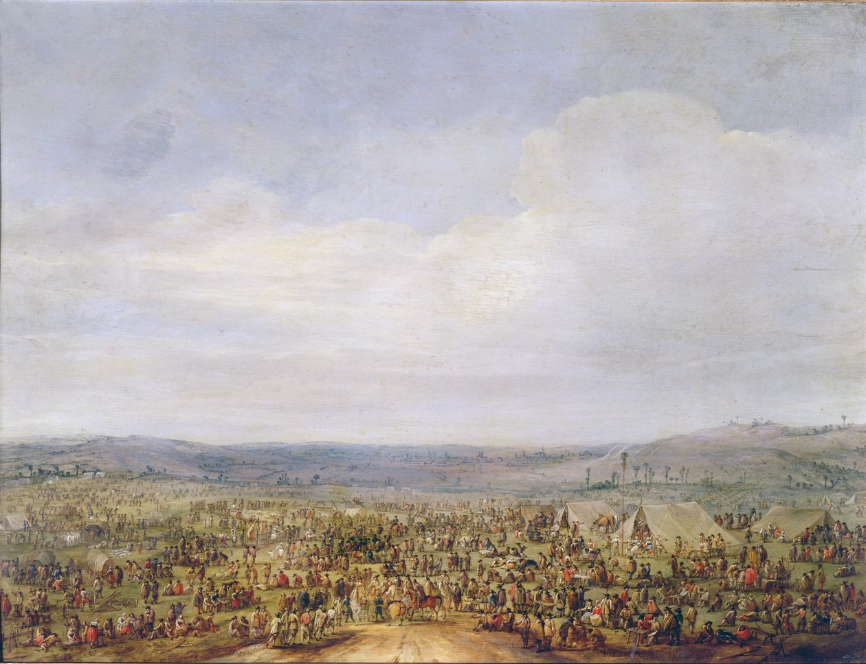 Acampamento Militar (óleo sobre cobre) de Robert van den Hoecke