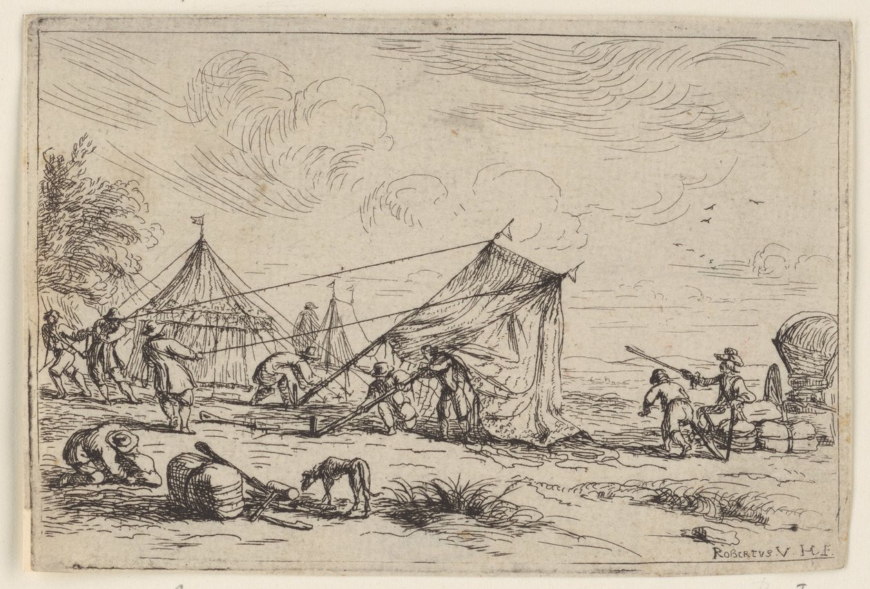 Atirar uma tenda
Diferentes acampamentos (título da série) de Robert van den Hoecke