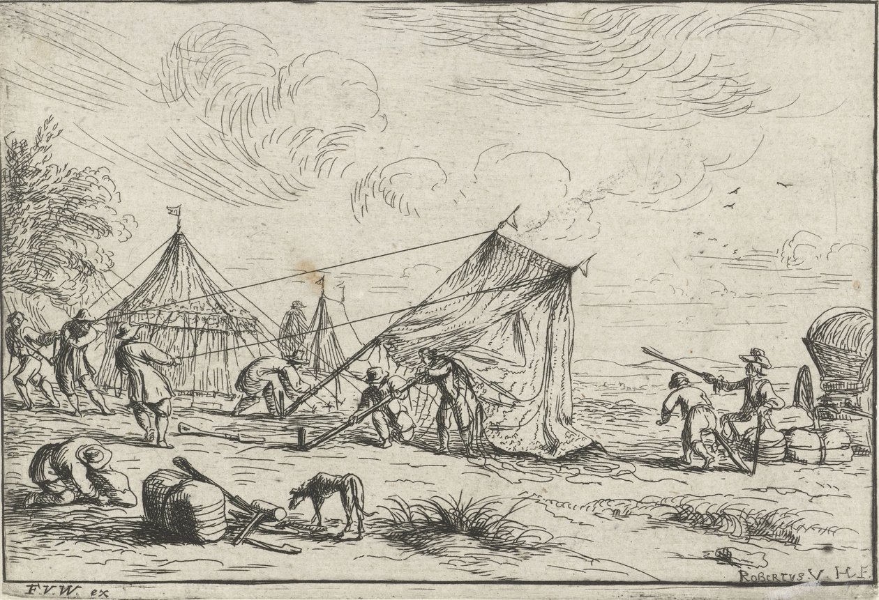 Atirar uma tenda
Diferentes acampamentos (título da série) de Robert van den Hoecke