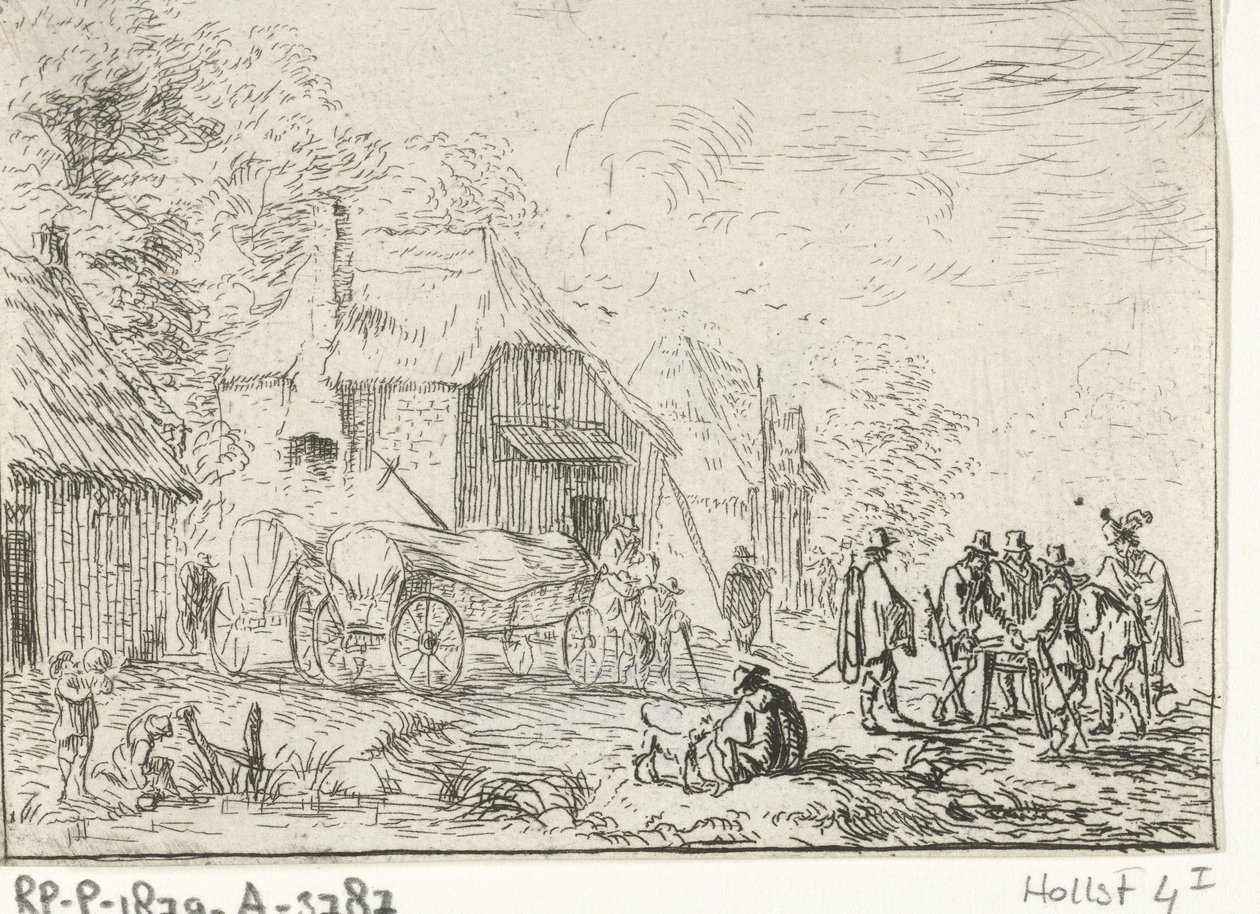 Soldados perto de duas carroças
Paisagens com acampamentos (título da série) de Robert van den Hoecke