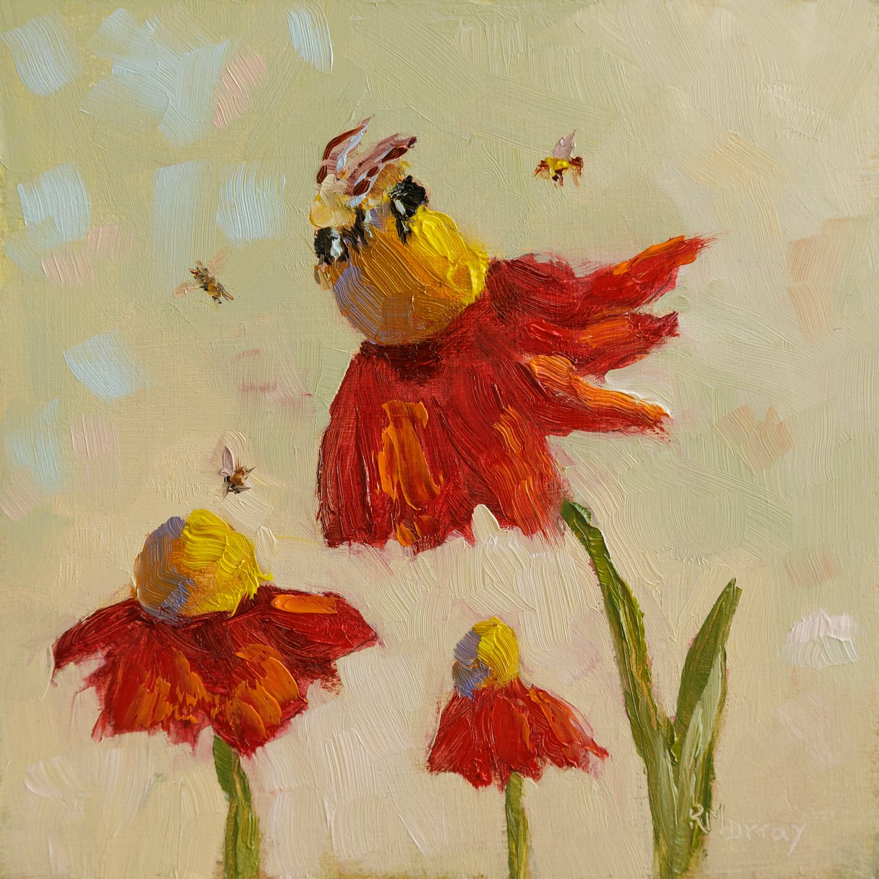 verão de Amor Florescente, 2023 (óleo sobre painel) de Roberta Murray