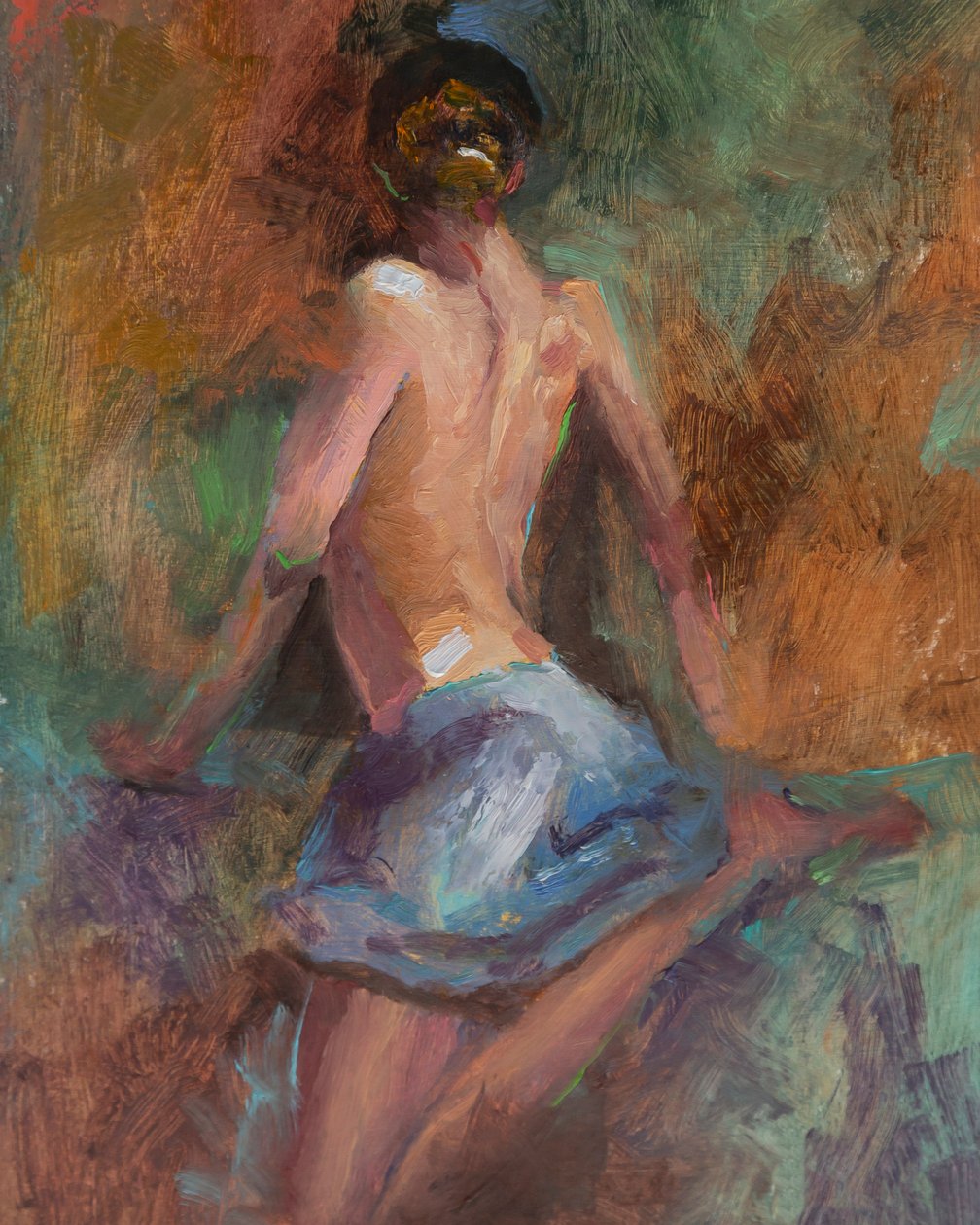 Saia azul, 2023 (óleo sobre papel) de Roberta Murray