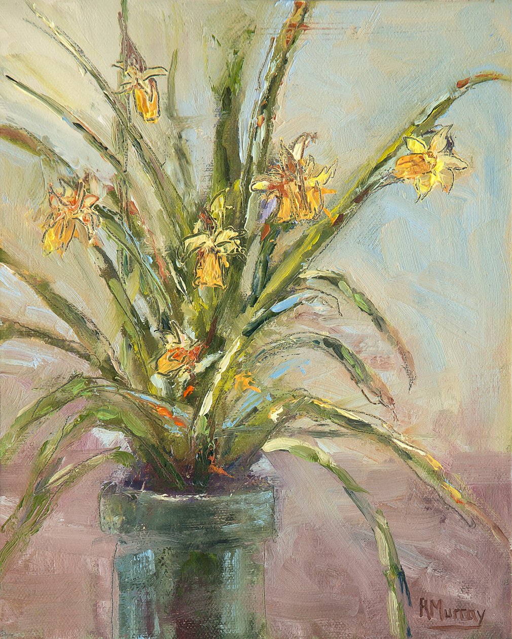 Tingimento de narciso, 2019 (óleo e carvão sobre painel) de Roberta Murray