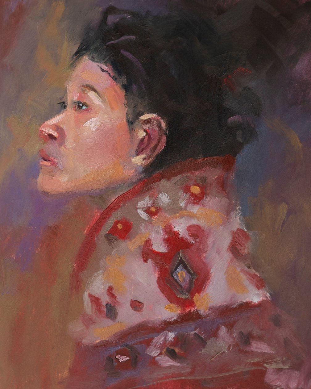 A senhora dos tapetes, 2023 (óleo sobre papel) de Roberta Murray