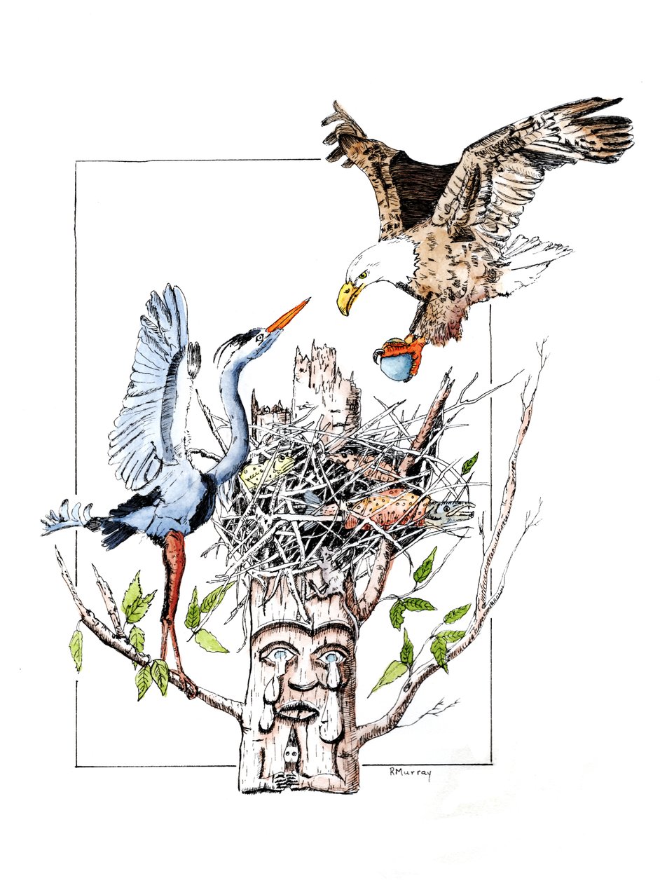 Totem Thief, 2019 (tinta e aguada sobre papel) de Roberta Murray
