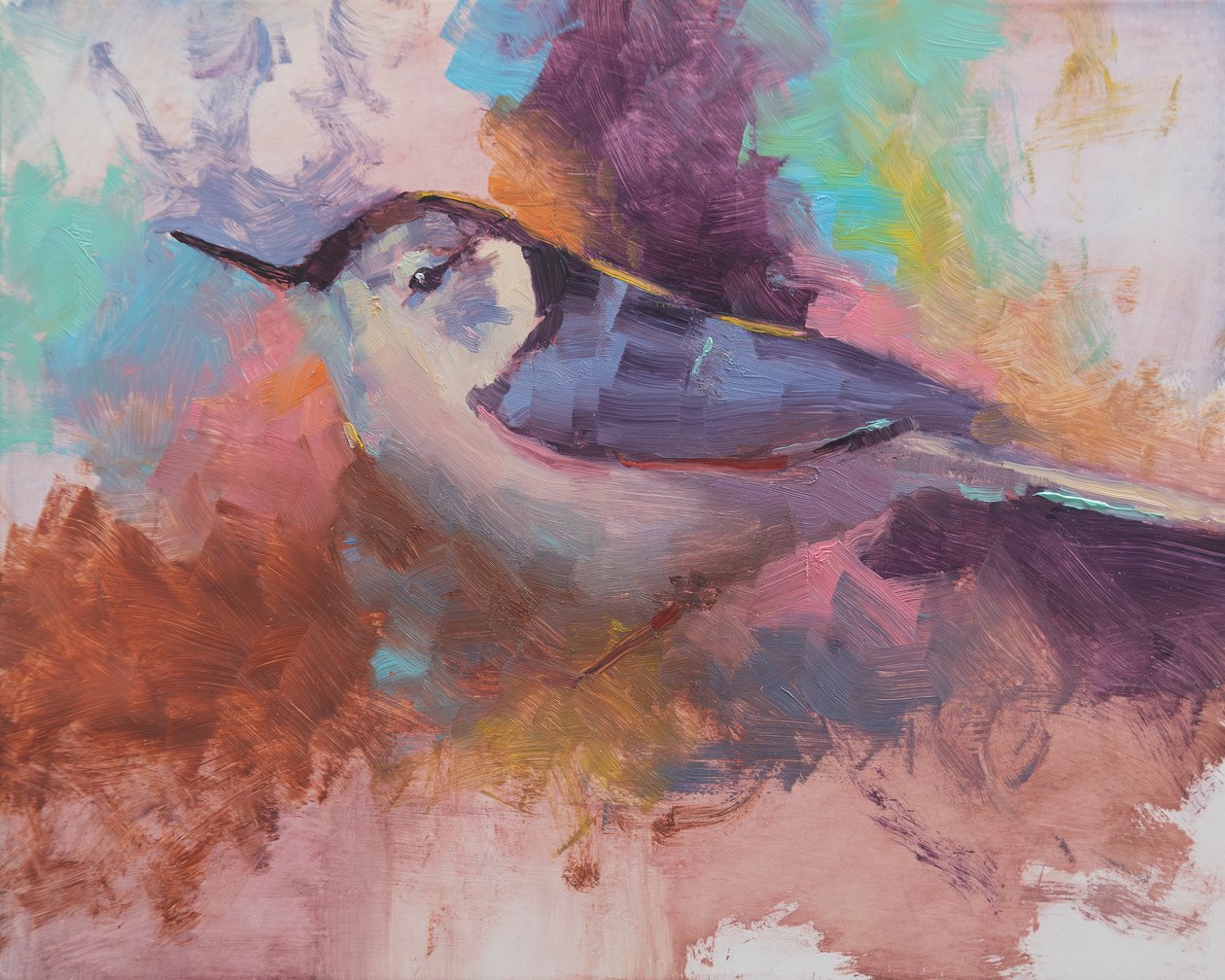 Pica-pau de peito branco, 2023 (óleo sobre painel) de Roberta Murray