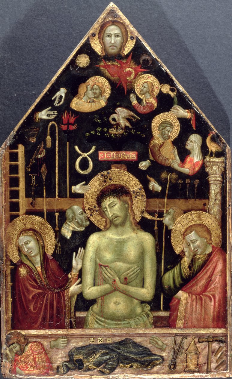 O Homem das Dores, c.1354 (tempera e folha de ouro no painel) de Roberto d Oderisi