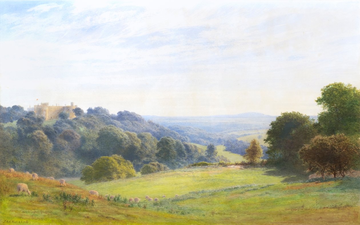 Castelo de Chirk, Clwyd (aguarela) de Roberto Angelo Kittermaster Marshall