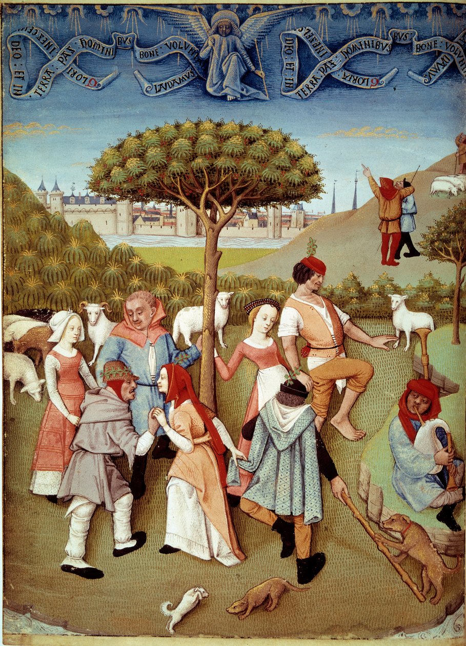 Champetre dance O anúncio aos pastores. Miniatura tirada do "Livro de Horas de Charles d