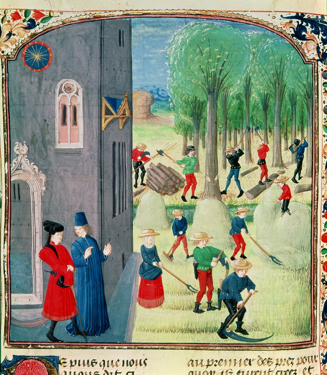 Ms. Lat 1173 Cicultura e Corte de Lenha, das Horas de Charles d&39;Angouleme, c.1480 de Robinet Testard
