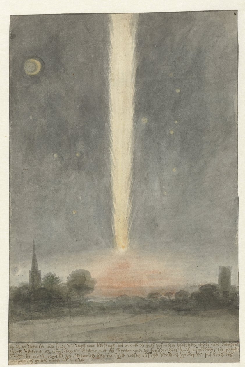 Estrela da cauda sobre Beverwijk, 1680 de Rochus van Veen (attributed to)