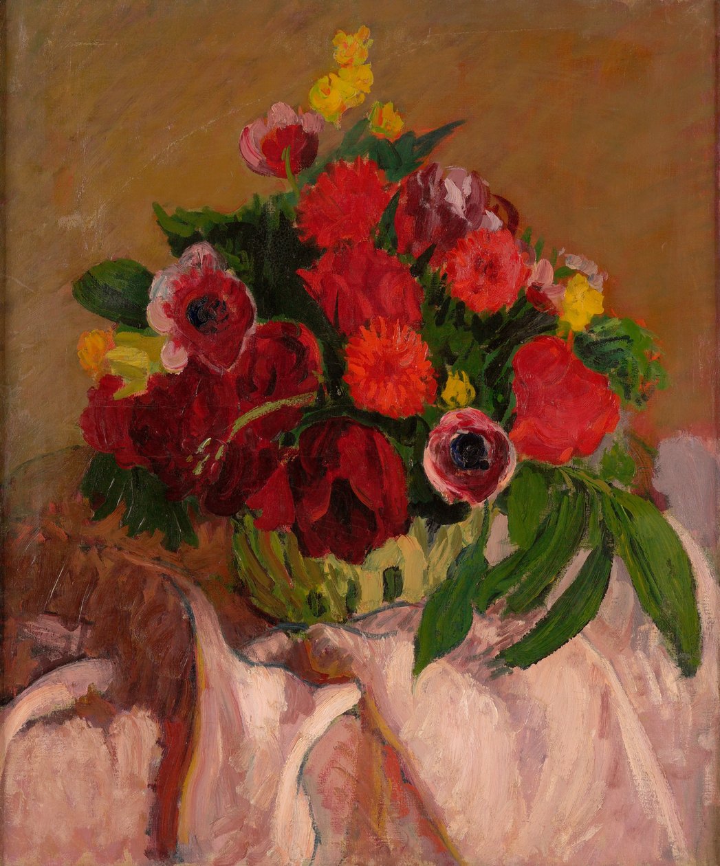 Flores mistas em pano rosa de Roderic OConor