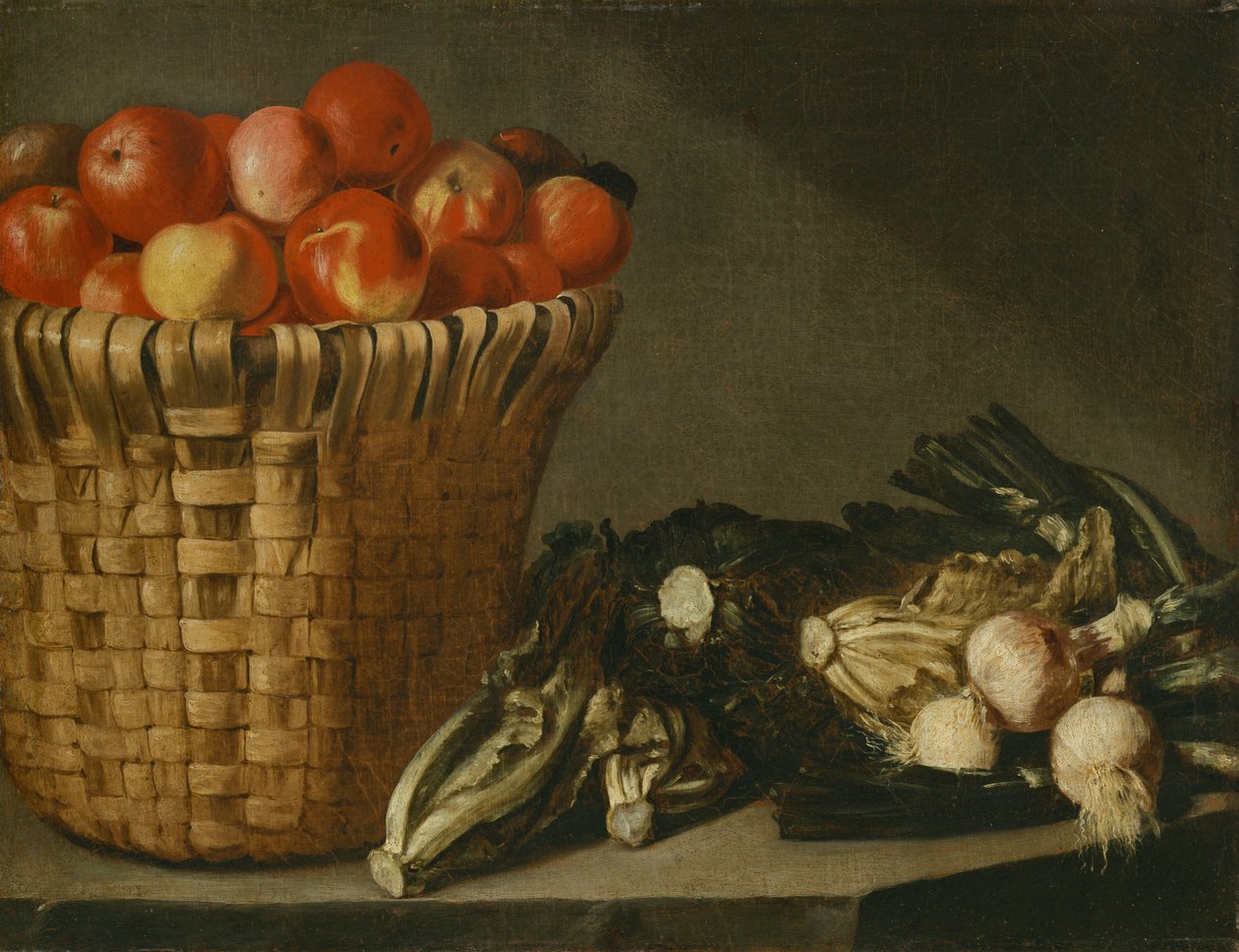 Cesta de fruta, couve, acelga e cebola (óleo sobre tela) de Rodolfo Lodi