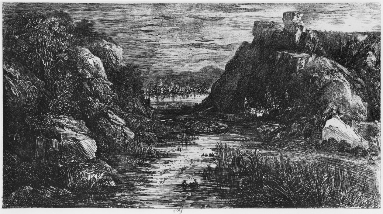 Paisagem atrás do desfiladeiro, 1871 de Rodolphe Bresdin