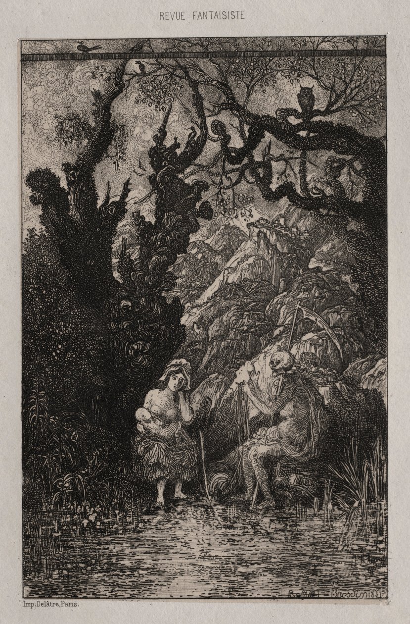 Morte e a jovem mãe, 1861. de Rodolphe Bresdin