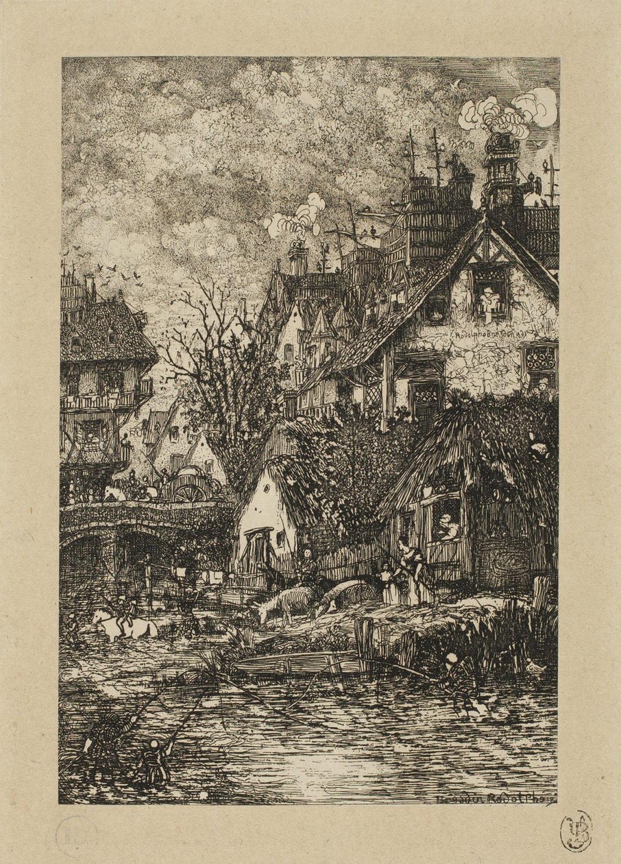 Entrando em uma vila, da Revue Fantaisiste de Rodolphe Bresdin
